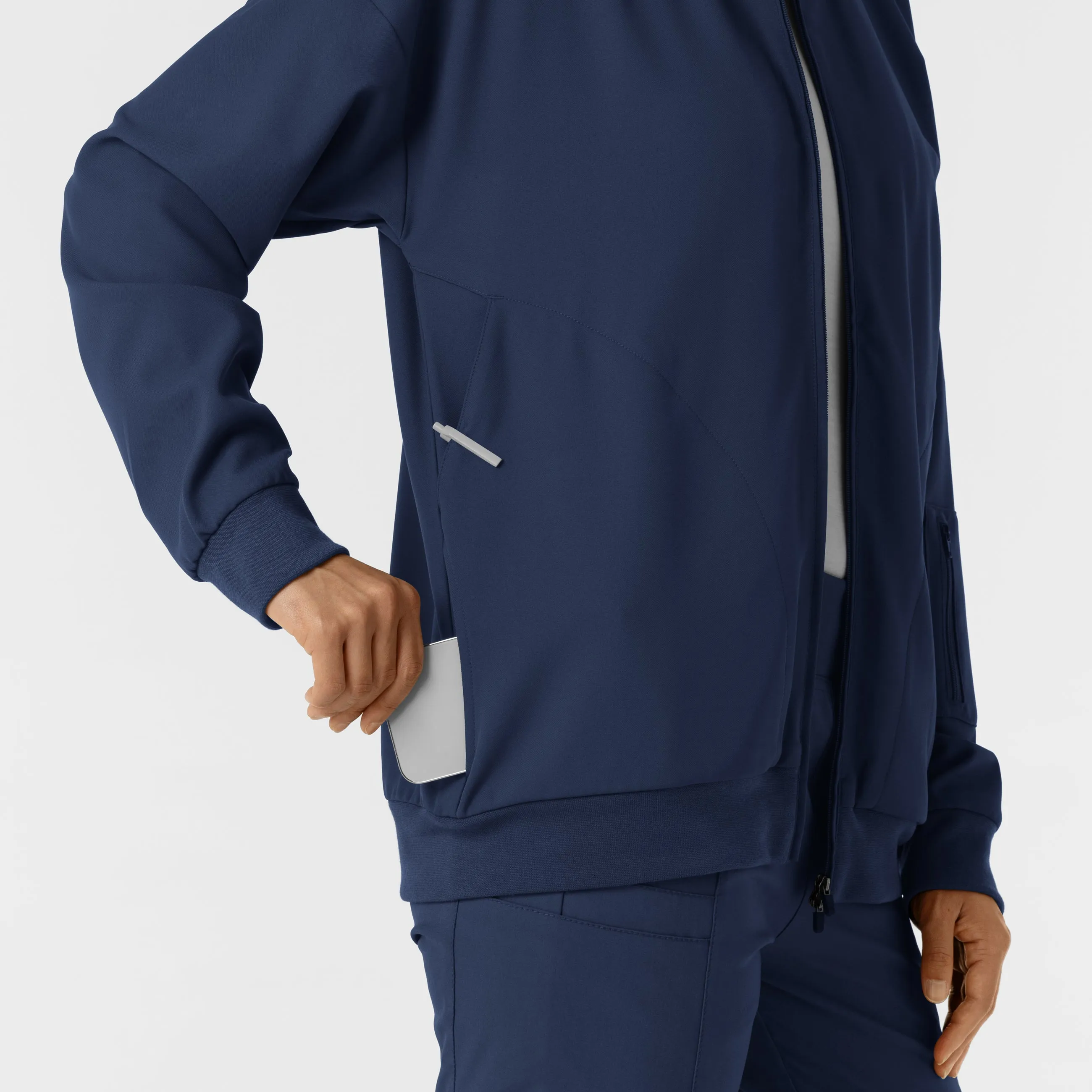 Women's Bomber Scrub Jacket - Navy