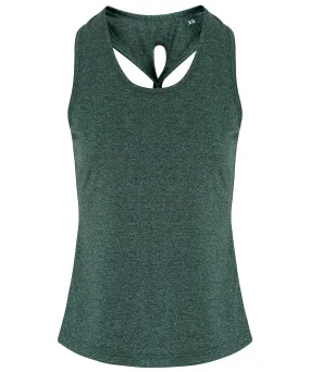 Womens TriDri® yoga knot vest | Forest Green/Black Melange