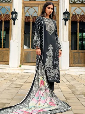 Woolen Unstitched Black Grey Winter Suit Dress Material with Zari Work