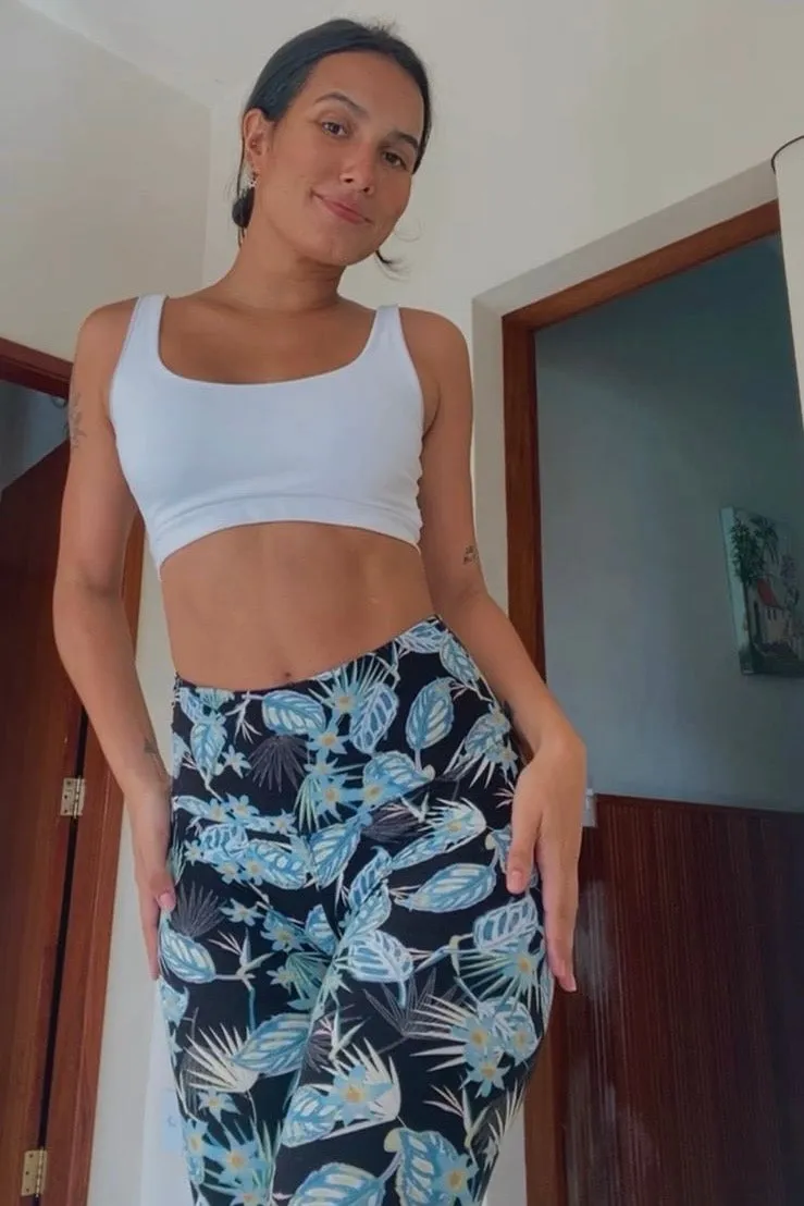 Yoga Waist 5" Tropical Print Print Leggings